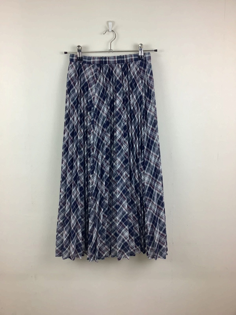 【NATURAL BEAUTY BASIC】 プリーツチェックスカート ブルー