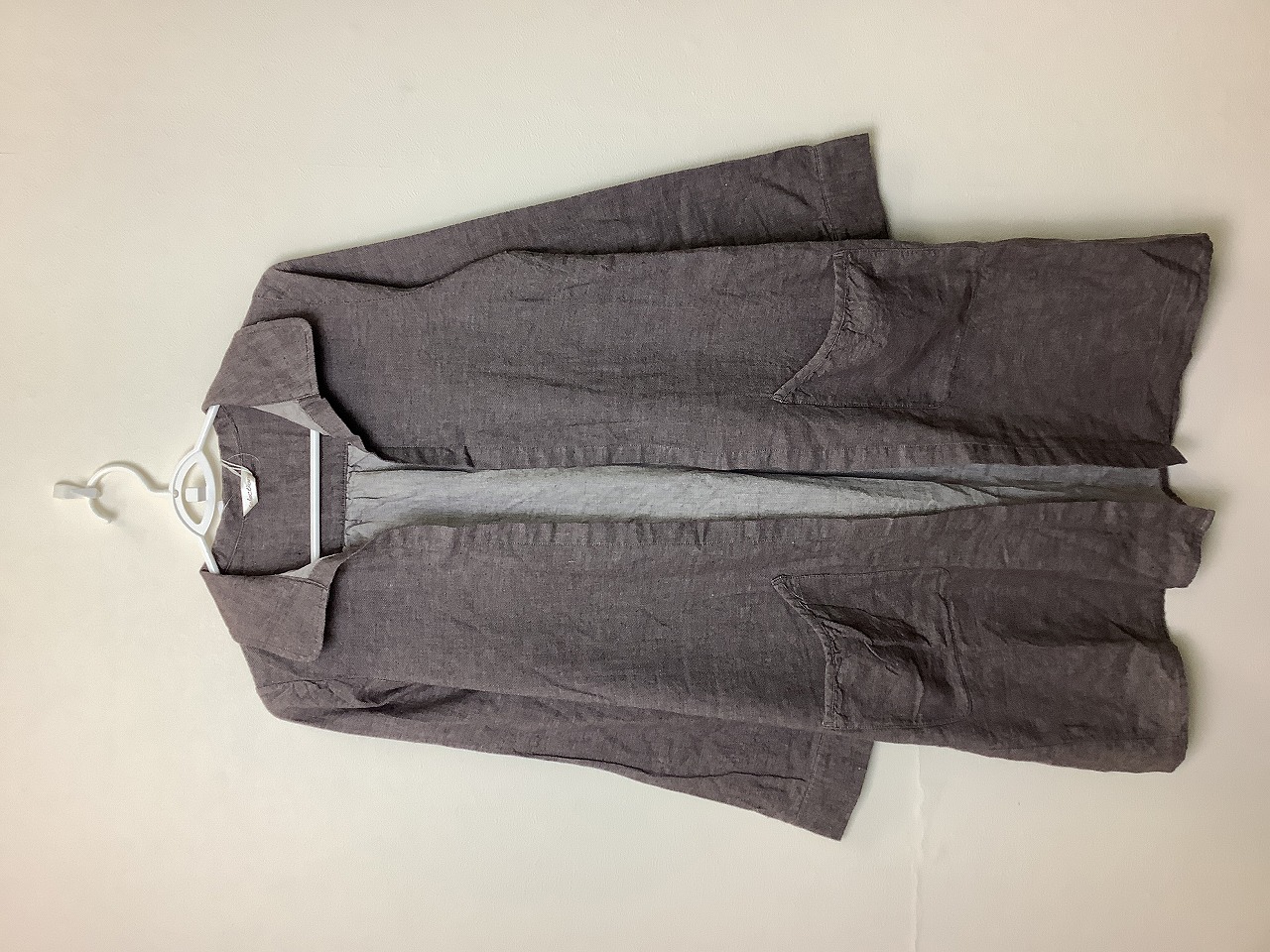 【selectione】シャツロングカーディガン　ブラウン